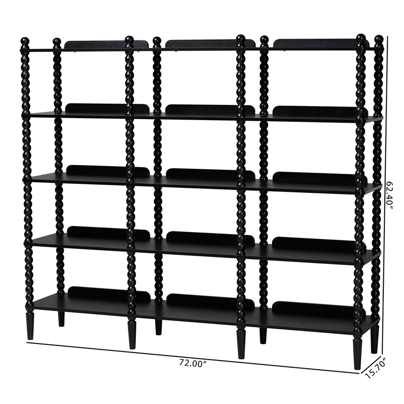 Baxton Studio Lucera Bobbin 5-Tier Display Shelf Black