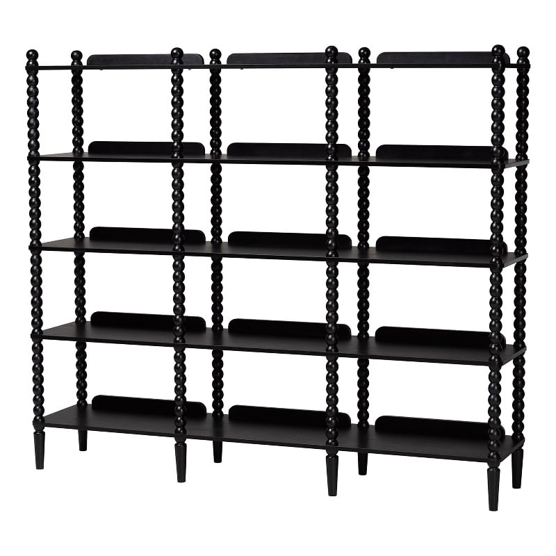 Baxton Studio Lucera Bobbin 5-Tier Display Shelf Black