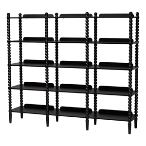 Baxton Studio Lucera Bobbin 5-Tier Display Shelf Black
