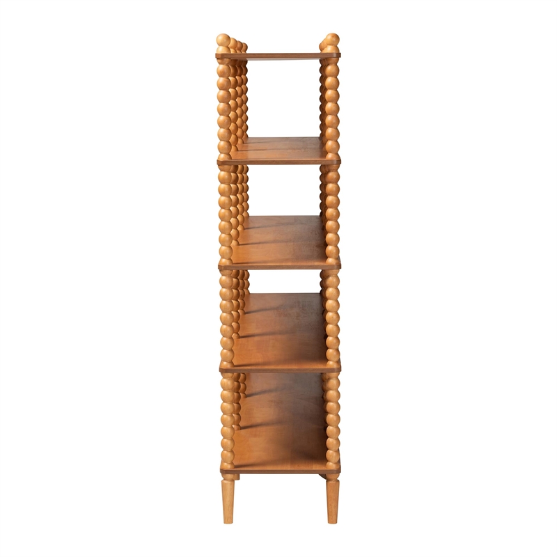 Baxton Studio Lucera Bobbin 5-Tier Display Shelf Oak Brown