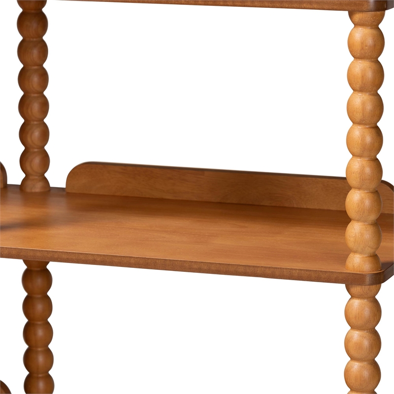 Baxton Studio Lucera Bobbin 5-Tier Display Shelf Oak Brown