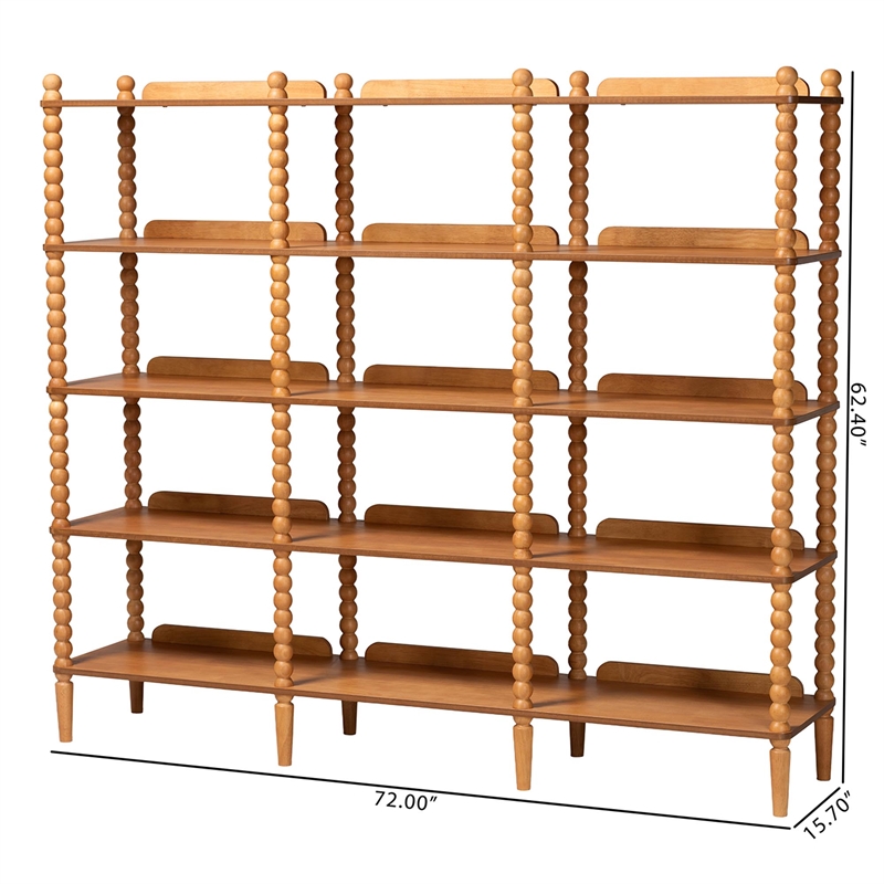 Baxton Studio Lucera Bobbin 5-Tier Display Shelf Oak Brown