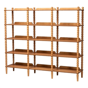 Baxton Studio Lucera Bobbin 5-Tier Display Shelf Oak Brown
