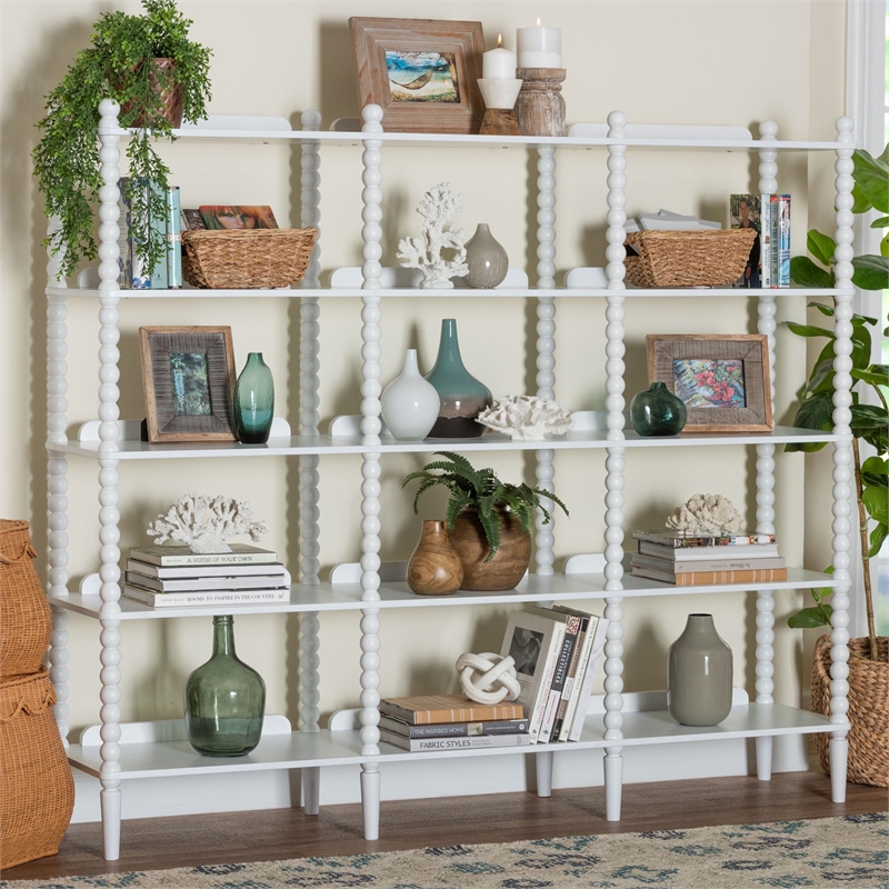 Baxton Studio Lucera Bobbin 5-Tier Display Shelf White
