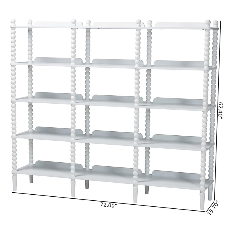 Baxton Studio Lucera Bobbin 5-Tier Display Shelf White