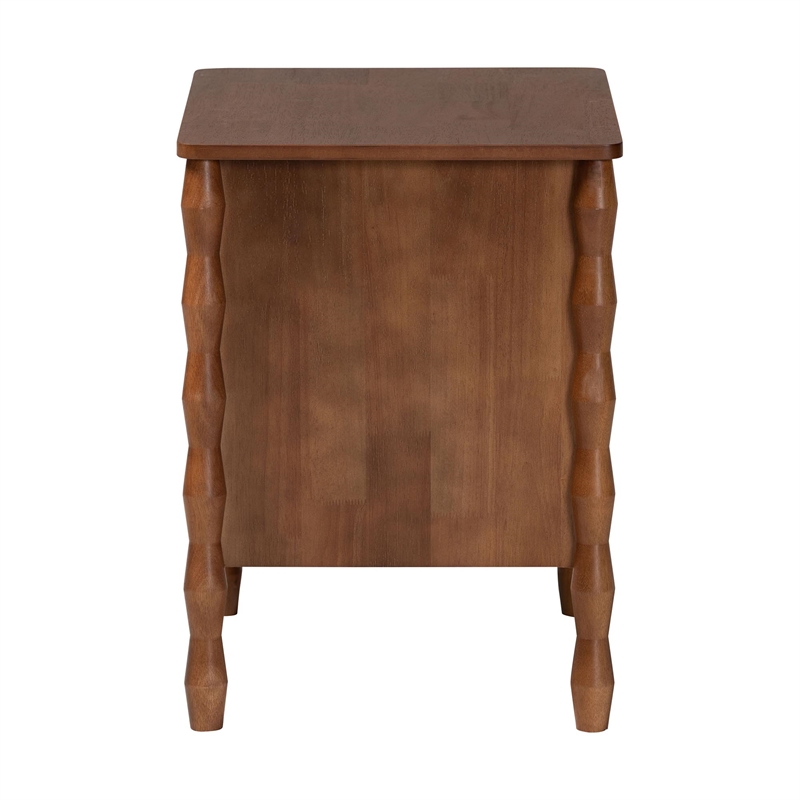 Baxton Studio Seamus 2-Drawer Nightstand with Carved Bobbin Frame