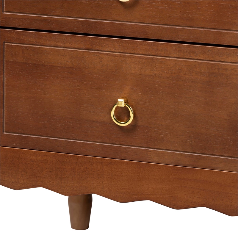 Baxton Studio Seamus 2-Drawer Nightstand with Carved Bobbin Frame
