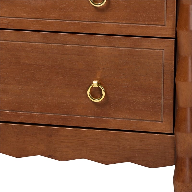 Baxton Studio Seamus 4-Drawer Chest with Carved Bobbin Frame