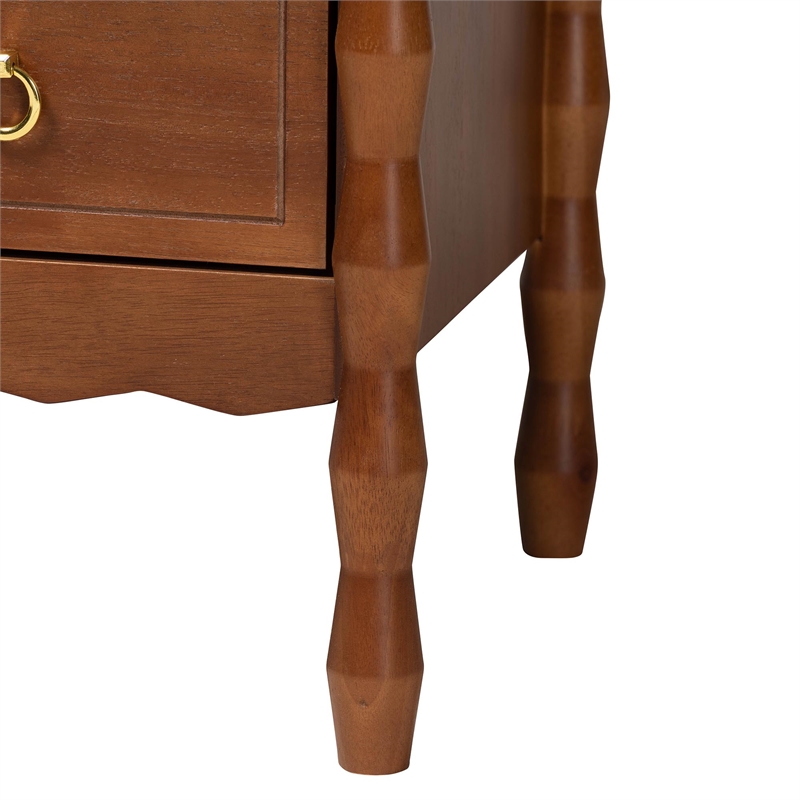 Baxton Studio Seamus 4-Drawer Chest with Carved Bobbin Frame