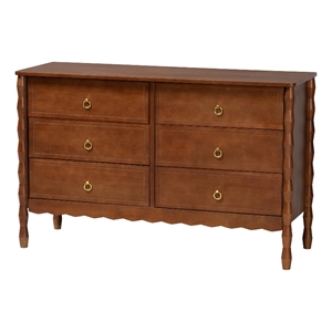 Baxton Studio Seamus 6-Drawer Dresser with Carved Bobbin Frame