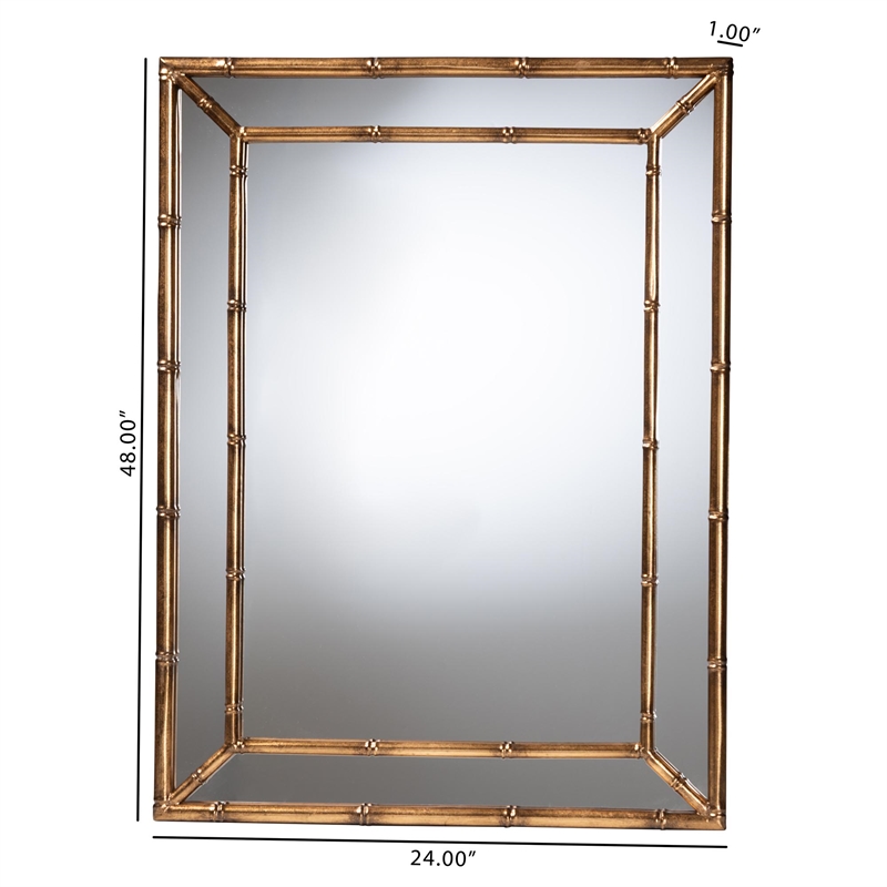 Baxton Studio Adeliza Accent Wall Mirror with Bamboo Inspired Frame
