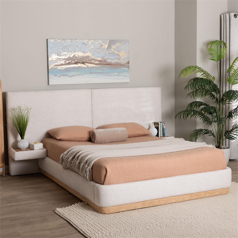 Baxton Studio Jacinta Platform Bed with Floating Nightstands Queen