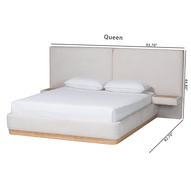 Baxton Studio Jacinta Platform Bed with Floating Nightstands Queen