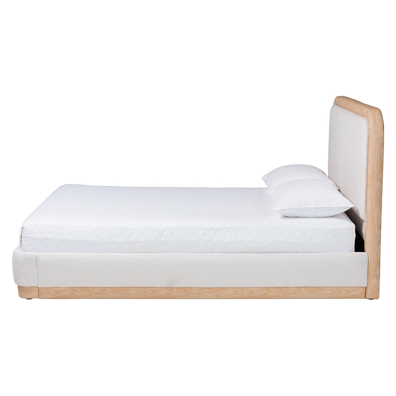 Baxton Studio Aiman Upholstered Platform Bed with Faux Leather Trim Queen