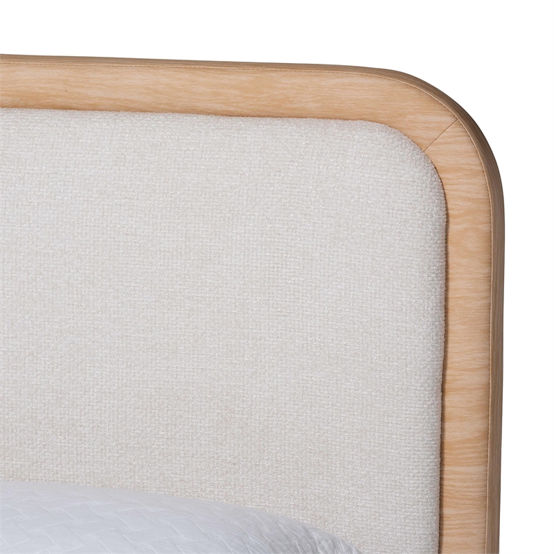Baxton Studio Aiman Upholstered Platform Bed with Faux Leather Trim Queen