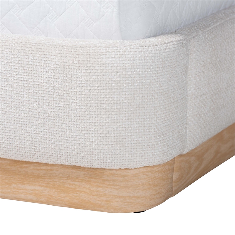 Baxton Studio Aiman Upholstered Platform Bed with Faux Leather Trim Queen