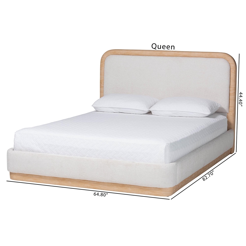 Baxton Studio Aiman Upholstered Platform Bed with Faux Leather Trim Queen