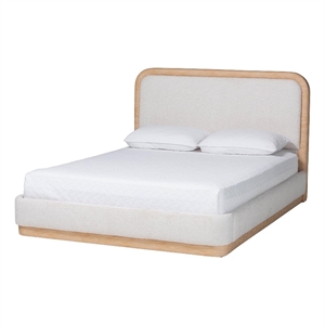 Baxton Studio Aiman Upholstered Platform Bed with Faux Leather Trim Queen