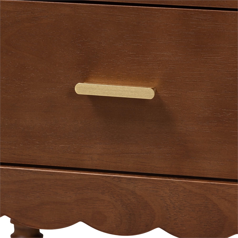 Baxton Studio Danette Bobbin Wood 2-Drawer Nightstand