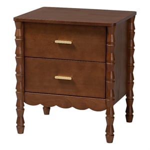 Baxton Studio Danette Bobbin Wood 2-Drawer Nightstand