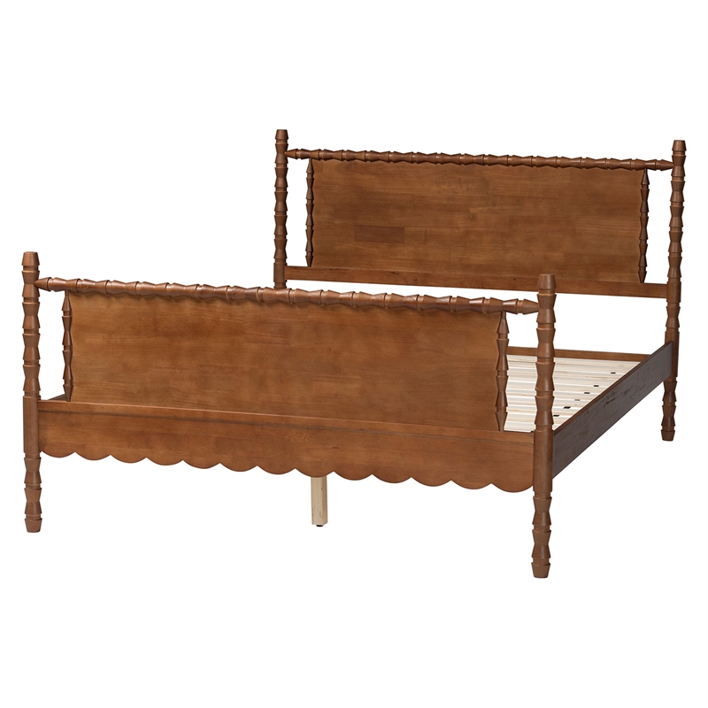 Baxton Studio Danette Bobbin Wood Platform Bed Queen