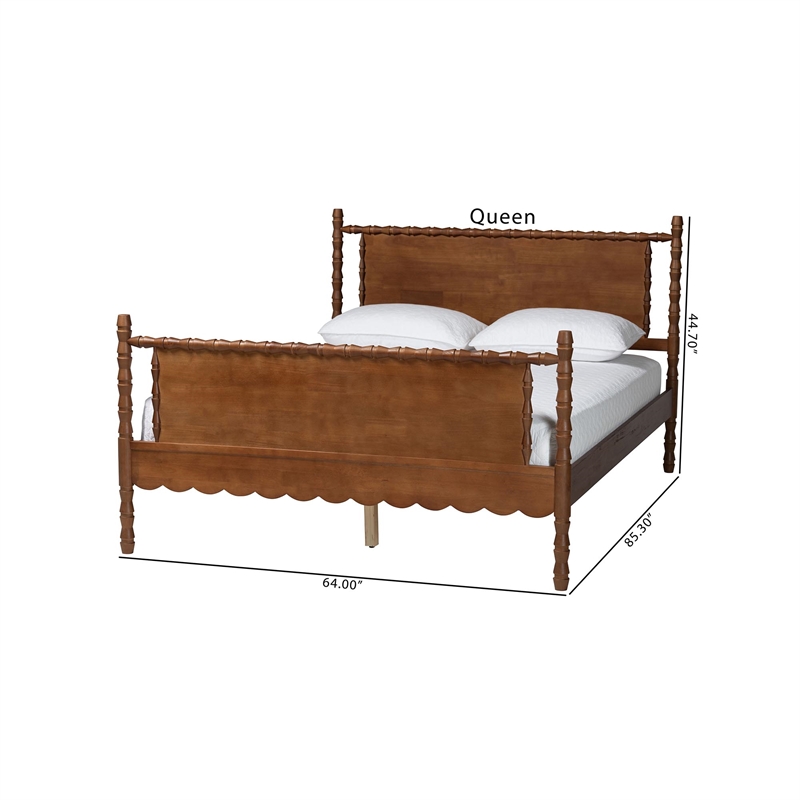 Baxton Studio Danette Bobbin Wood Platform Bed Queen