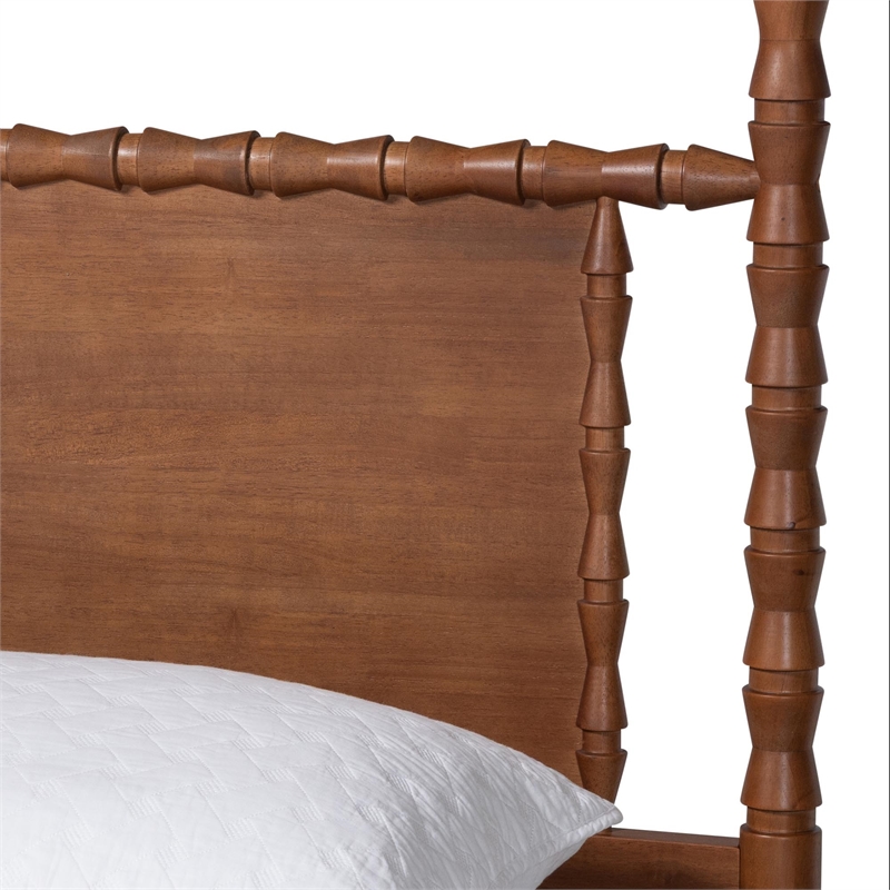 Baxton Studio Danette Bobbin Wood Canopy Bed Queen