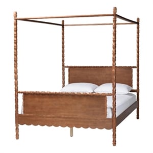 Baxton Studio Danette Bobbin Wood Canopy Bed Queen