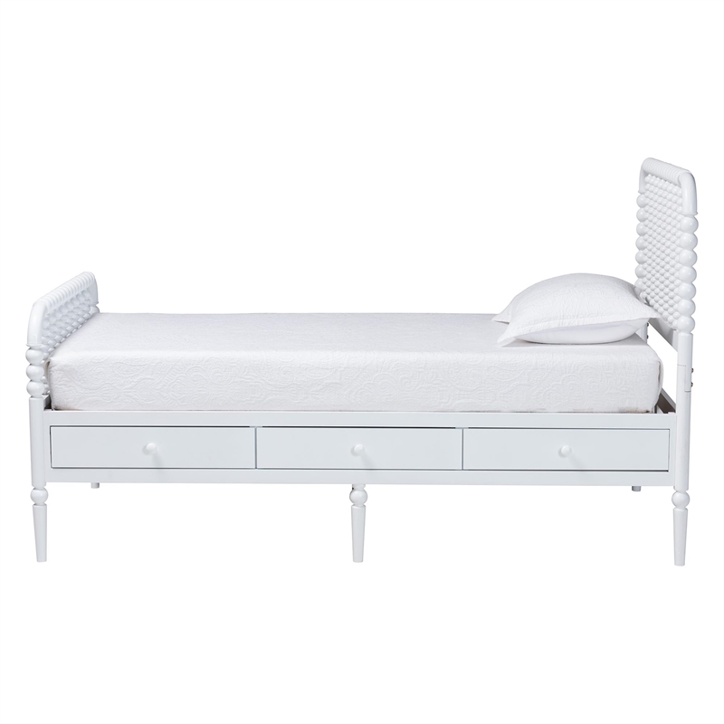 Baxton Studio Lucera 6-Drawer Platform Bed with Bobbin Frame Twin White