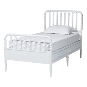 Baxton Studio Lucera 6-Drawer Platform Bed with Bobbin Frame Twin White