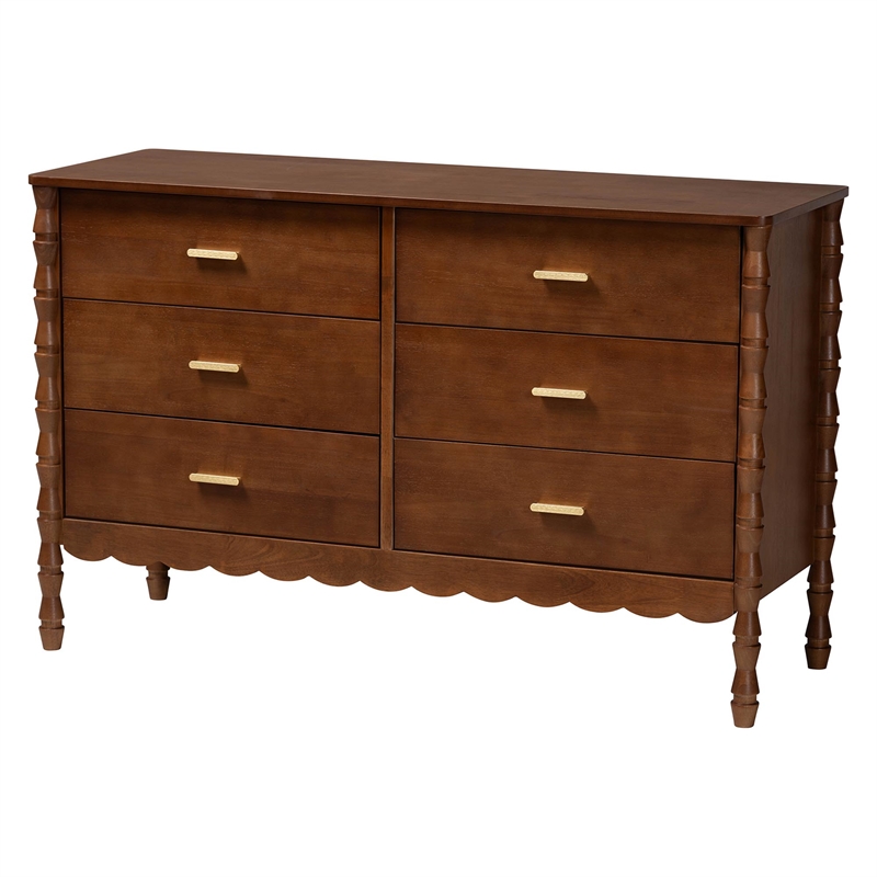 Baxton Studio Danette Bobbin Wood 4-Piece Bedroom Set with 2 Nightstands Queen