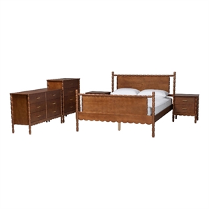 Baxton Studio Danette Bobbin Wood  5-Piece Bedroom Set Queen