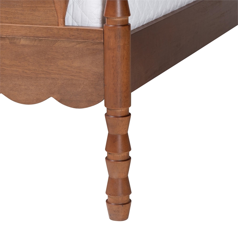 Baxton Studio Danette Bobbin Wood 5-Piece Canopy Bedroom Set Queen