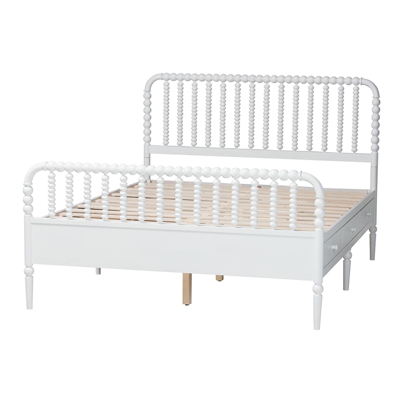 Baxton Studio Lucera 6-Drawer Platform Bed with Bobbin Frame Full White