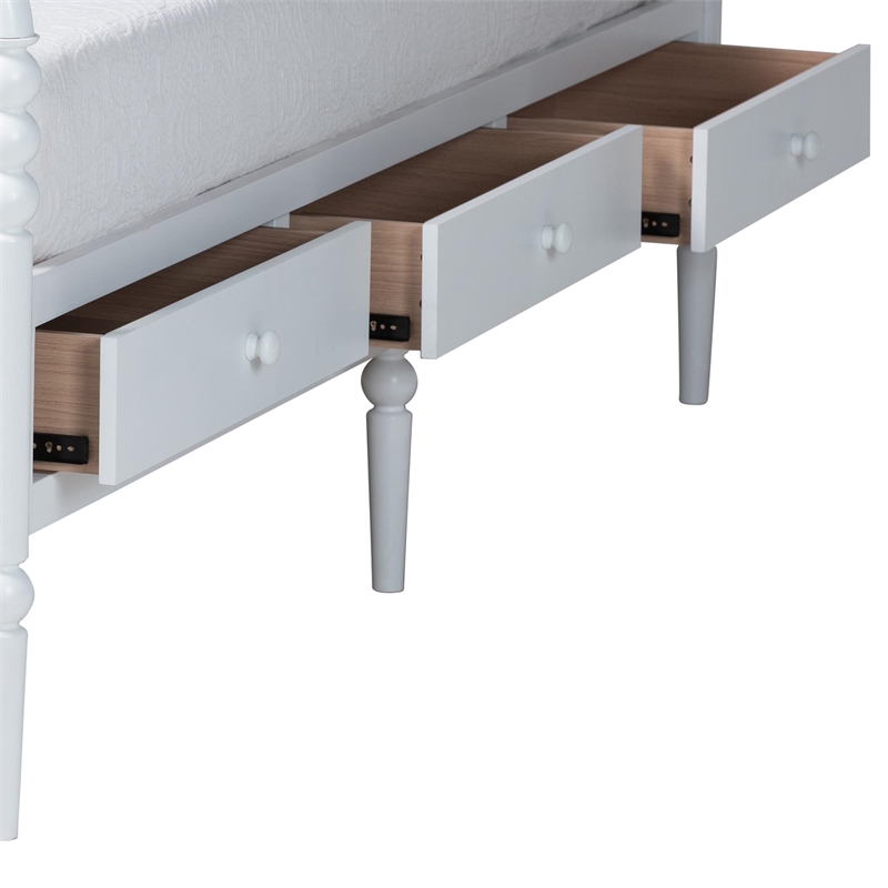 Baxton Studio Lucera 6-Drawer Platform Bed with Bobbin Frame Full White