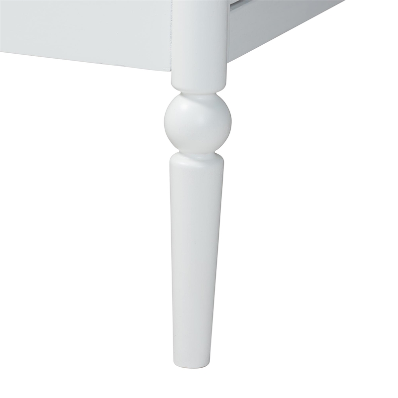 Baxton Studio Lucera 6-Drawer Platform Bed with Bobbin Frame Queen White