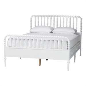 Baxton Studio Lucera 6-Drawer Platform Bed with Bobbin Frame Queen White