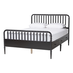 Baxton Studio Lucera 6-Drawer Platform Bed with Bobbin Frame Queen Black
