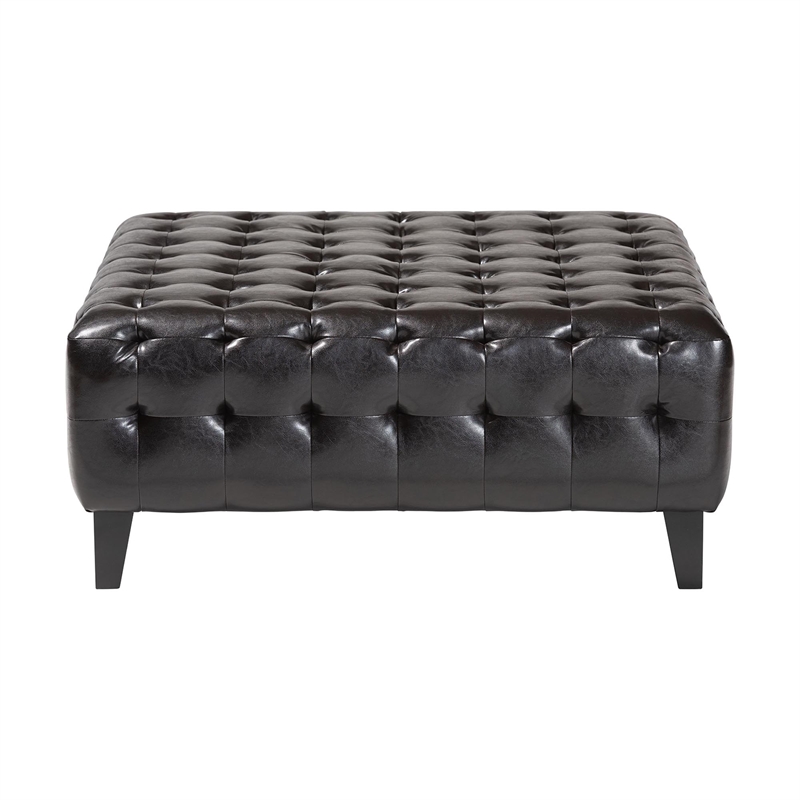 Pemberly Square Ottoman in Dark Brown