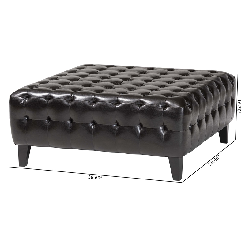 Pemberly Square Ottoman in Dark Brown