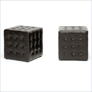 Siskal Cube Ottoman in Dark Brown (Set of 2)