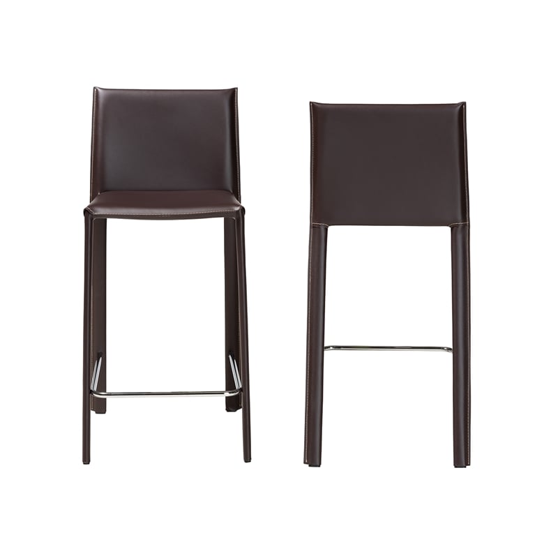 Baxton Studio Counter Stool in Brown (Set of 2)