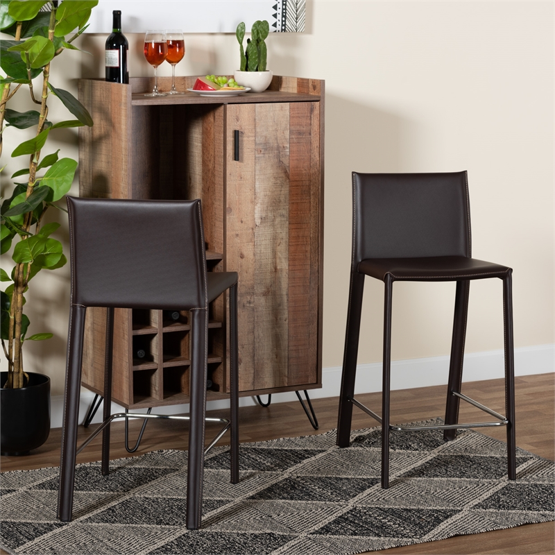 Baxton Studio Counter Stool in Brown (Set of 2)