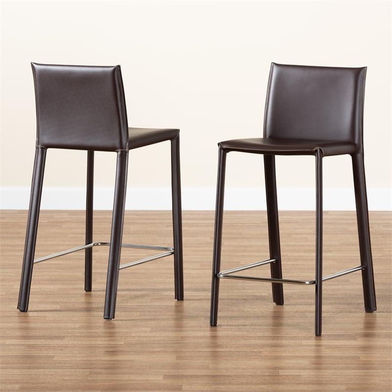 Baxton Studio Counter Stool in Brown (Set of 2)