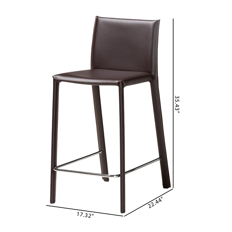 Baxton Studio Counter Stool in Brown (Set of 2)