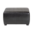 Square Leather Ottoman Footstool in Black