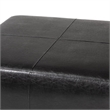 Square Leather Ottoman Footstool in Black