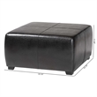 Square Leather Ottoman Footstool in Black