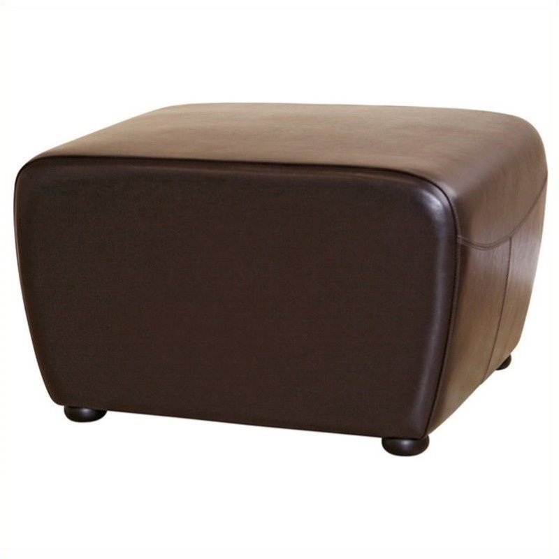Leather Ottoman in Dark Brown