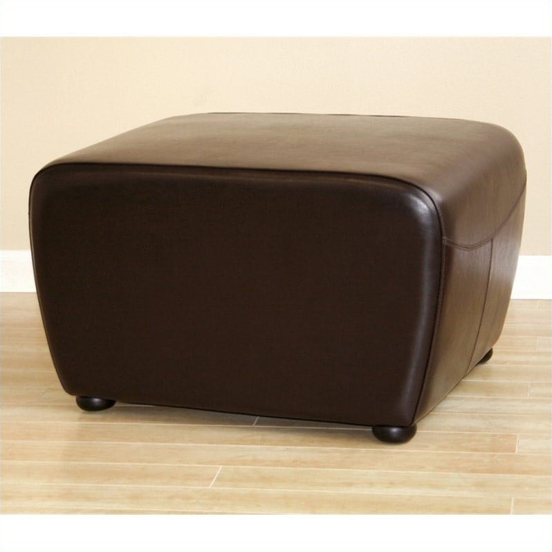 Leather Ottoman in Dark Brown